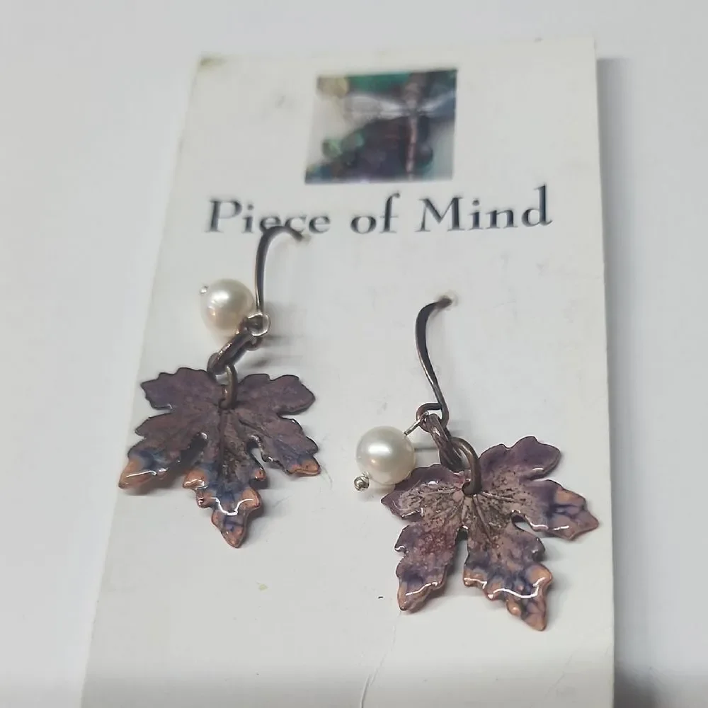 Purple Leaf Design Earrings Jewelry